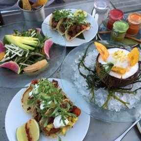 Gluten-free dinner spread from Cantina Rooftop